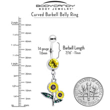 将图片加载到图库查看器,Yellow Gem Cheery Inlay Sunflowers Dangle Belly Ring
