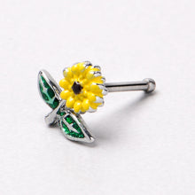 将图片加载到图库查看器,20G 1/4 Cheery Inlay Sunflower Nose Bone
