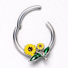 将图片加载到图库查看器,16G 3/8 Cheery Inlay Sunflowers Hinged Segment Ring