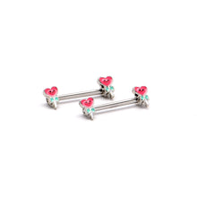 Load image into Gallery viewer, 14G 9/16 Sweet Happy Heart Lollipop Barbell Nipple Ring Set