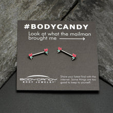 Load image into Gallery viewer, 14G 9/16 Sweet Happy Heart Lollipop Barbell Nipple Ring Set