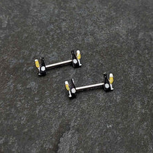 Load image into Gallery viewer, 14G 9/16 Champagne Bottle Flute Yellow Barbell Nipple Ring Set