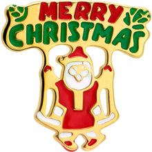 Load image into Gallery viewer, 16G 1/4 Gold Tone Merry Christmas Santa Inlay Cartilage Earring