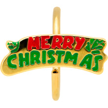 将图片加载到图库查看器,20G 5/16 Gold Tone Merry Christmas Inlaid Nose Hoop