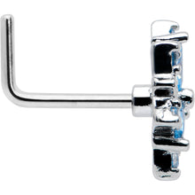 Load image into Gallery viewer, 20G 7mm Blue CZ Gem Snowflake Blues L Shape Nose Ring