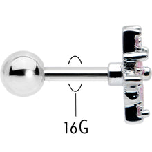 Load image into Gallery viewer, 16G 1/4 Pink Clear CZ Gem Snowflake Cartilage Tragus Earring