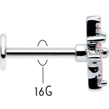Load image into Gallery viewer, 16G 5/16 Pink Clear CZ Gem Snowflake Labret Monroe Tragus