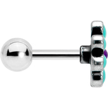 Load image into Gallery viewer, 16G 1/4 Blue Gem Flower Teal Petals Cartilage Tragus Earring