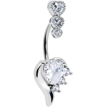 将图片加载到图库查看器,Clear CZ Gem Triple Drop Flare Heart Valentine Double Mount Belly Ring