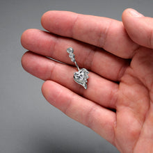 将图片加载到图库查看器,Clear CZ Gem Triple Drop Flare Heart Valentine Double Mount Belly Ring