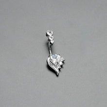 将图片加载到图库查看器,Clear CZ Gem Triple Drop Flare Heart Valentine Double Mount Belly Ring