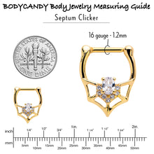 Load image into Gallery viewer, 16G 5/16 Clear Gem Gold Tone Spider Bat Cartilage Clicker