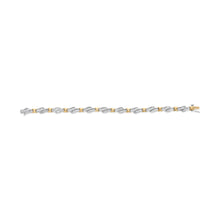 Load image into Gallery viewer, 10k Two-Toned Gold 2.00 Cttw Channel Set Baguette-Diamond Weave and "X" Spiral Link Bracelet (H-I Color, I1-I2 Clarity) - 7"