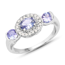 Load image into Gallery viewer, 1.00 Carat Genuine Tanzanite and White Topaz .925 Sterling Silver Ring
