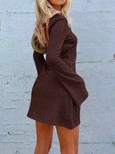 Load image into Gallery viewer, Elegant Backless Dress Round Neck Long Sleeve Mini Dress Stylish Party Girls Dress