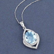 Load image into Gallery viewer, 3.82 Carat Genuine Aquamarine and White Diamond 14K White Gold Pendant