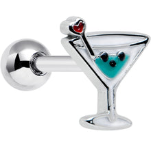 Load image into Gallery viewer, 16G 1/4 Sweet Martini Glass Heart Cartilage Tragus Earring