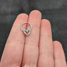 Load image into Gallery viewer, 16G 3/8 Clear Gem Open Heart Valentine Hinged Segment Ring