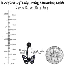 Load image into Gallery viewer, Purple CZ Gem Black Skull Butterfly Belly Ring