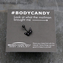 Load image into Gallery viewer, Purple CZ Gem Black Skull Butterfly Belly Ring