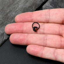 Load image into Gallery viewer, 16G 3/8 Red CZ Gem Black Scroll Moon Heart Hinged Segment Ring