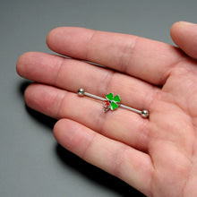Load image into Gallery viewer, 14G Ladybug Shamrock St Patricks Day Industrial Barbell 38mm