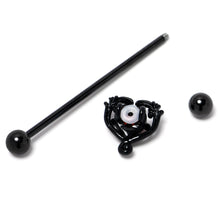 将图片加载到图库查看器,14G Red CZ Gem Black Passion Heart Industrial Barbell 38mm