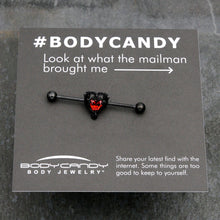 将图片加载到图库查看器,14G Red CZ Gem Black Passion Heart Industrial Barbell 38mm