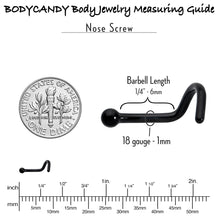Load image into Gallery viewer, 18G 1/4 Black ASTM F-136 Implant Grade Titanium Ball End Left Side Nose Screw