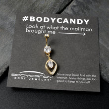 Load image into Gallery viewer, Clear CZ Gem Gold Tone Lush Leaf Dangle Belly Ring