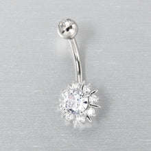 将图片加载到图库查看器,Clear CZ Gem Luxury Sun Splash Belly Ring