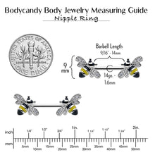 Load image into Gallery viewer, 14G 9/16 Clear CZ Gem Honey Bees Barbell Nipple Ring Set