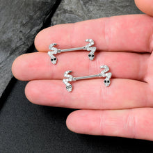 Load image into Gallery viewer, 14G 9/16 Clear Black CZ Gem Sexy Snakes Barbell Nipple Ring Set