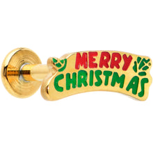 Load image into Gallery viewer, 16G 5/16 Gold Tone Merry Christmas Inlaid Labret Monroe Tragus