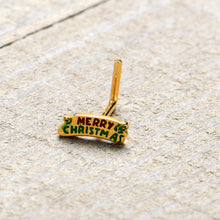 Load image into Gallery viewer, 20G 7mm Gold Tone Merry Christmas Inlaid L Shape Nose Ring