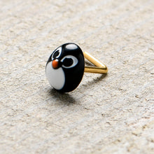Load image into Gallery viewer, 20G 7mm Gold Tone Round Penguin Face Holiday L Shape Nose Ring