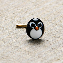 Load image into Gallery viewer, 20G 7mm Gold Tone Round Penguin Face Holiday L Shape Nose Ring