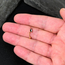 Load image into Gallery viewer, 16G 5/16 Gold Tone Holly Hat Penguin Holiday Curved Eyebrow Ring