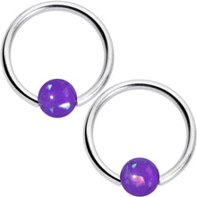 将图片加载到图库查看器,16G 3/8 Purple Faux Opal Horseshoe BCR Captive Ring Set of 4