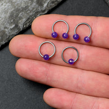 将图片加载到图库查看器,16G 3/8 Purple Faux Opal Horseshoe BCR Captive Ring Set of 4