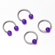 将图片加载到图库查看器,16G 3/8 Purple Faux Opal Horseshoe BCR Captive Ring Set of 4