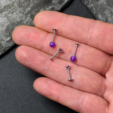 Load image into Gallery viewer, 16G 5/16 3/8 Purple Gem Faux Opal Labret Monroe Tragus Set of 4