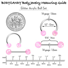 Load image into Gallery viewer, 14G 3/8 9/16 Pink Faux Opal Horseshoe Barbell Nipple Ring Set of 4