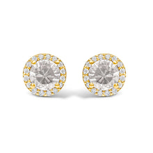 Load image into Gallery viewer, 10K White Gold Purple Amethyst and 1/6 Cttw Diamond Halo Stud Earring