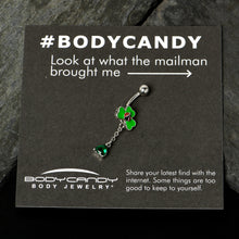 将图片加载到图库查看器,Green Gem Shamrock Ladybug St Patricks Dangle Belly Ring