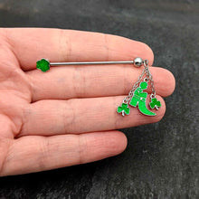 Load image into Gallery viewer, 14G Glow in Dark Leprechaun Boot Dangle Industrial Barbell 38mm