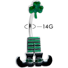 将图片加载到图库查看器,Leprechaun Legs Shamrock St Patricks Double Mount Belly Ring