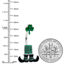 将图片加载到图库查看器,Leprechaun Legs Shamrock St Patricks Double Mount Belly Ring
