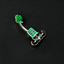 将图片加载到图库查看器,Leprechaun Legs Shamrock St Patricks Double Mount Belly Ring