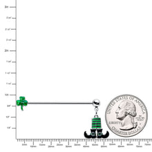 Load image into Gallery viewer, 14G Leprechaun Legs Shamrock Dangle Industrial Barbell 38mm